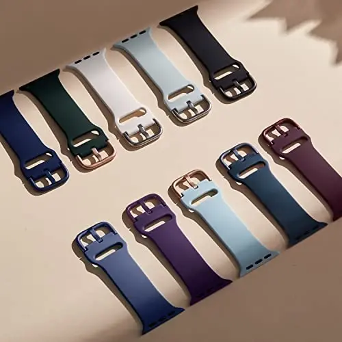 Sport Band Apple Watch Bands 49mm 46mm 45mm 44mm 42mm 41mm 40mm 38mm bilan mos keladi, iWatch Series 11 10 9 8 7 6 5 4 3 2 1 SE Ultra ayollar erkaklar uchun klassik qisqichli yumshoq silikon almashtirish tasmasi - 3