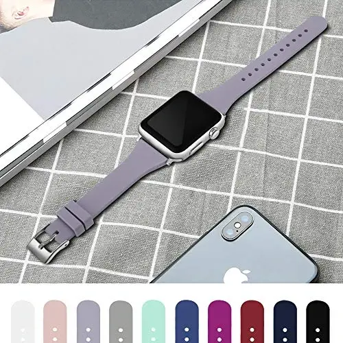 Sport Band Apple Watch Bands 49mm 46mm 45mm 44mm 42mm 41mm 40mm 38mm bilan mos keladi, iWatch Series 11 10 9 8 7 6 5 4 3 2 1 SE Ultra ayollar erkaklar uchun klassik qisqichli yumshoq silikon almashtirish tasmasi - 4