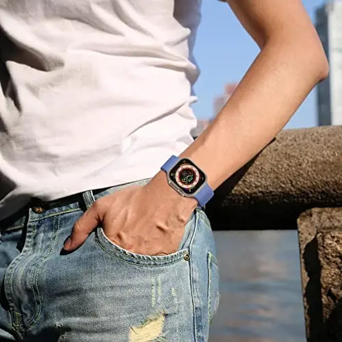 Sport Band Apple Watch Bands 49mm 46mm 45mm 44mm 42mm 41mm 40mm 38mm bilan mos keladi, iWatch Series 11 10 9 8 7 6 5 4 3 2 1 SE Ultra ayollar erkaklar uchun klassik qisqichli yumshoq silikon almashtirish tasmasi - 5