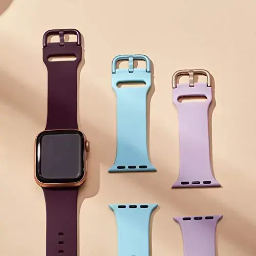 Sport Band Apple Watch Bands 49mm 46mm 45mm 44mm 42mm 41mm 40mm 38mm bilan mos keladi, iWatch Series 11 10 9 8 7 6 5 4 3 2 1 SE Ultra ayollar erkaklar uchun klassik qisqichli yumshoq silikon almashtirish tasmasi - 3