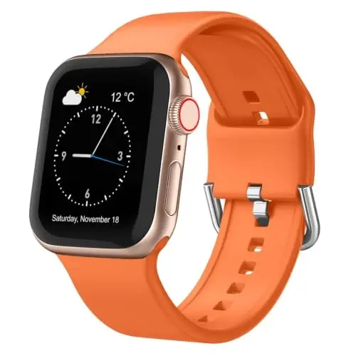 Sport Band Compatible with Apple Watch Bands 49mm 46mm 45mm 44mm 42mm 41mm 40mm 38mm, Soft Silicone Replacement Strap with Classic Clasp for iWatch Series 11 10 9 8 7 6 5 4 3 2 1 SE Ultra Women Men - 1
