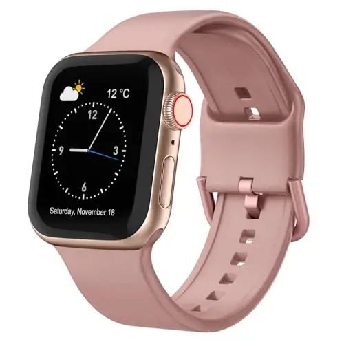 Sport Band Compatible with Apple Watch Bands 49mm 46mm 45mm 44mm 42mm 41mm 40mm 38mm, Soft Silicone Replacement Strap with Classic Clasp for iWatch Series 11 10 9 8 7 6 5 4 3 2 1 SE Ultra Women Men - 1