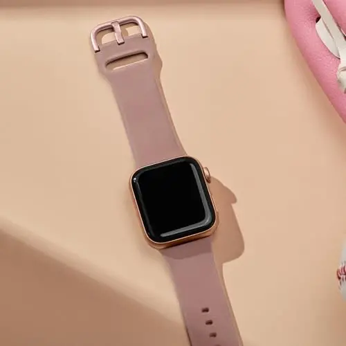 Sport Band Compatible with Apple Watch Bands 49mm 46mm 45mm 44mm 42mm 41mm 40mm 38mm, Soft Silicone Replacement Strap with Classic Clasp for iWatch Series 11 10 9 8 7 6 5 4 3 2 1 SE Ultra Women Men - 4