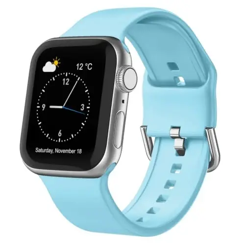 Sport Band Compatible with Apple Watch Bands 49mm 46mm 45mm 44mm 42mm 41mm 40mm 38mm, Soft Silicone Replacement Strap with Classic Clasp for iWatch Series 11 10 9 8 7 6 5 4 3 2 1 SE Ultra Women Men - 1