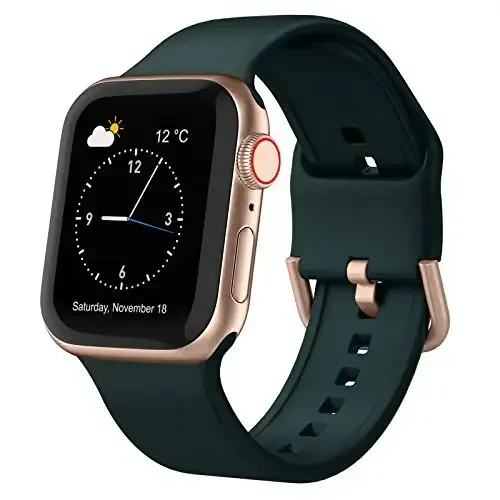 Sport Band Compatible with Apple Watch Bands 49mm 46mm 45mm 44mm 42mm 41mm 40mm 38mm, Soft Silicone Replacement Strap with Classic Clasp for iWatch Series 11 10 9 8 7 6 5 4 3 2 1 SE Ultra Women Men - 1
