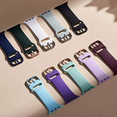 Sport Band Compatible with Apple Watch Bands 49mm 46mm 45mm 44mm 42mm 41mm 40mm 38mm, Soft Silicone Replacement Strap with Classic Clasp for iWatch Series 11 10 9 8 7 6 5 4 3 2 1 SE Ultra Women Men - 9