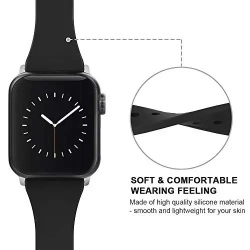 Sport Band Compatible with Apple Watch Bands 49mm 46mm 45mm 44mm 42mm 41mm 40mm 38mm, Soft Silicone Replacement Strap with Classic Clasp for iWatch Series 11 10 9 8 7 6 5 4 3 2 1 SE Ultra Women Men - 3