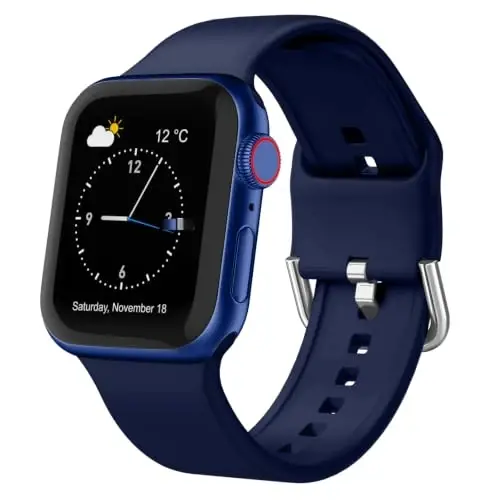 Sport Band Compatible with Apple Watch Bands 49mm 46mm 45mm 44mm 42mm 41mm 40mm 38mm, Soft Silicone Replacement Strap with Classic Clasp for iWatch Series 11 10 9 8 7 6 5 4 3 2 1 SE Ultra Women Men - 1