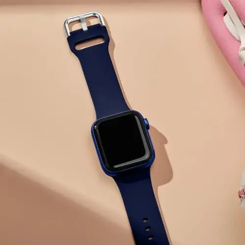 Sport Band Compatible with Apple Watch Bands 49mm 46mm 45mm 44mm 42mm 41mm 40mm 38mm, Soft Silicone Replacement Strap with Classic Clasp for iWatch Series 11 10 9 8 7 6 5 4 3 2 1 SE Ultra Women Men - 2