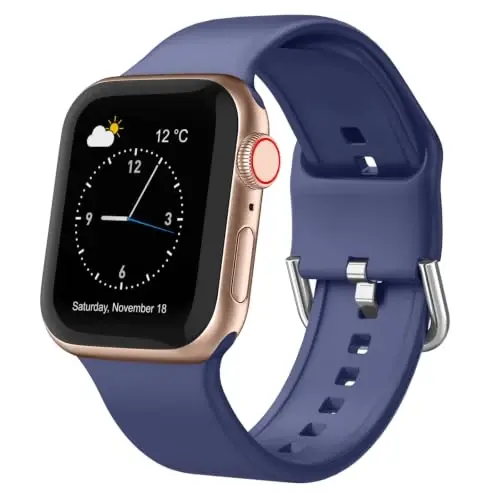 Sport Band Compatible with Apple Watch Bands 49mm 46mm 45mm 44mm 42mm 41mm 40mm 38mm, Soft Silicone Replacement Strap with Classic Clasp for iWatch Series 11 10 9 8 7 6 5 4 3 2 1 SE Ultra Women Men - 1
