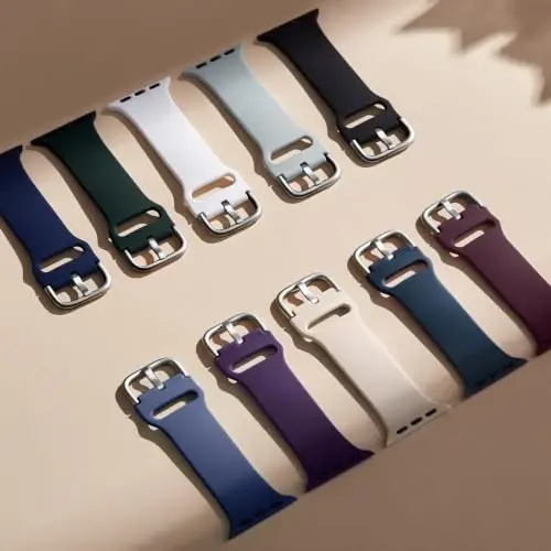 Sport Band Compatible with Apple Watch Bands 49mm 46mm 45mm 44mm 42mm 41mm 40mm 38mm, Soft Silicone Replacement Strap with Classic Clasp for iWatch Series 11 10 9 8 7 6 5 4 3 2 1 SE Ultra Women Men - 3