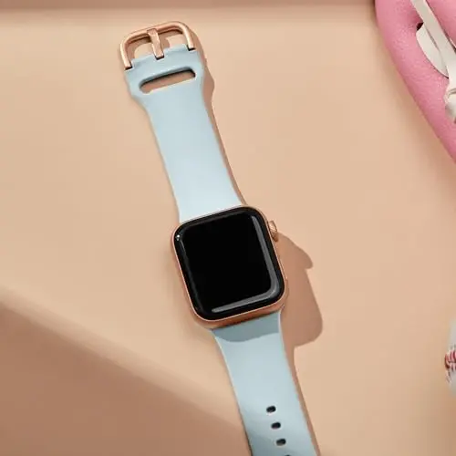 Sport Band Compatible with Apple Watch Bands 49mm 46mm 45mm 44mm 42mm 41mm 40mm 38mm, Soft Silicone Replacement Strap with Classic Clasp for iWatch Series 11 10 9 8 7 6 5 4 3 2 1 SE Ultra Women Men - 8