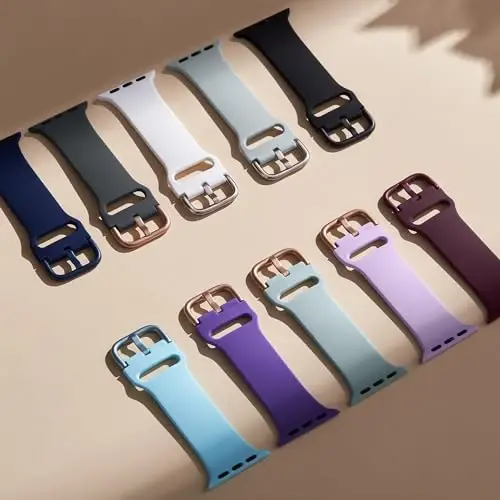 Sport Band Compatible with Apple Watch Bands 49mm 46mm 45mm 44mm 42mm 41mm 40mm 38mm, Soft Silicone Replacement Strap with Classic Clasp for iWatch Series 11 10 9 8 7 6 5 4 3 2 1 SE Ultra Women Men - 9