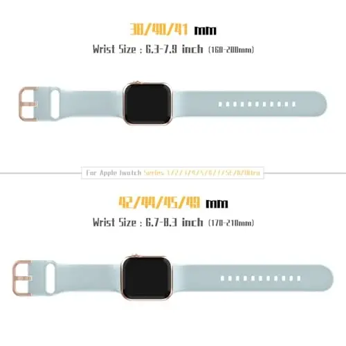 Sport Band Compatible with Apple Watch Bands 49mm 46mm 45mm 44mm 42mm 41mm 40mm 38mm, Soft Silicone Replacement Strap with Classic Clasp for iWatch Series 11 10 9 8 7 6 5 4 3 2 1 SE Ultra Women Men - 11
