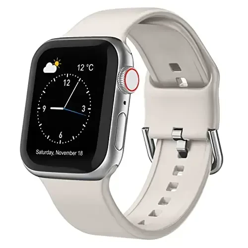 Sport Band Compatible with Apple Watch Bands 49mm 46mm 45mm 44mm 42mm 41mm 40mm 38mm, Soft Silicone Replacement Strap with Classic Clasp for iWatch Series 11 10 9 8 7 6 5 4 3 2 1 SE Ultra Women Men - 1