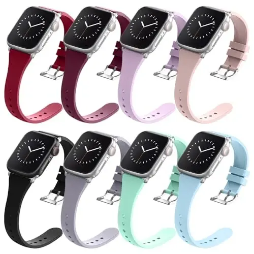Sport Band Compatible with Apple Watch Bands 49mm 46mm 45mm 44mm 42mm 41mm 40mm 38mm, Soft Silicone Replacement Strap with Classic Clasp for iWatch Series 11 10 9 8 7 6 5 4 3 2 1 SE Ultra Women Men - 1