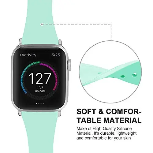 Sport Band Compatible with Apple Watch Bands 49mm 46mm 45mm 44mm 42mm 41mm 40mm 38mm, Soft Silicone Replacement Strap with Classic Clasp for iWatch Series 11 10 9 8 7 6 5 4 3 2 1 SE Ultra Women Men - 3