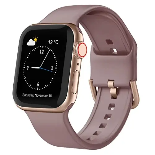 Sport Band Compatible with Apple Watch Bands 49mm 46mm 45mm 44mm 42mm 41mm 40mm 38mm, Soft Silicone Replacement Strap with Classic Clasp for iWatch Series 11 10 9 8 7 6 5 4 3 2 1 SE Ultra Women Men - SPORT