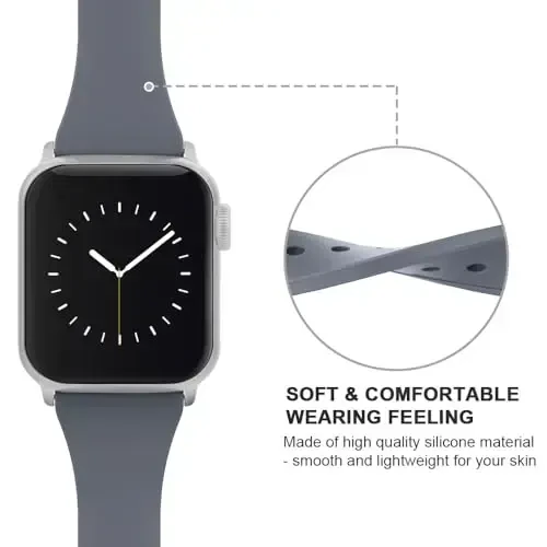Sport Band Compatible with Apple Watch Bands 49mm 46mm 45mm 44mm 42mm 41mm 40mm 38mm, Soft Silicone Replacement Strap with Classic Clasp for iWatch Series 11 10 9 8 7 6 5 4 3 2 1 SE Ultra Women Men - 3
