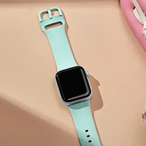 Sport Band Compatible with Apple Watch Bands 49mm 46mm 45mm 44mm 42mm 41mm 40mm 38mm, Soft Silicone Replacement Strap with Classic Clasp for iWatch Series 11 10 9 8 7 6 5 4 3 2 1 SE Ultra Women Men - 2