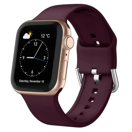 Sport Band Compatible with Apple Watch Bands 49mm 46mm 45mm 44mm 42mm 41mm 40mm 38mm, Soft Silicone Replacement Strap with Classic Clasp for iWatch Series 11 10 9 8 7 6 5 4 3 2 1 SE Ultra Women Men - RECOPPA