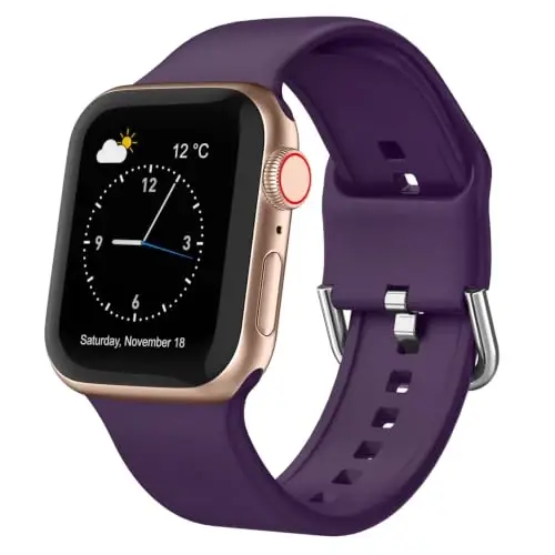 Sport Band Compatible with Apple Watch Bands 49mm 46mm 45mm 44mm 42mm 41mm 40mm 38mm, Soft Silicone Replacement Strap with Classic Clasp for iWatch Series 11 10 9 8 7 6 5 4 3 2 1 SE Ultra Women Men - RECOPPA