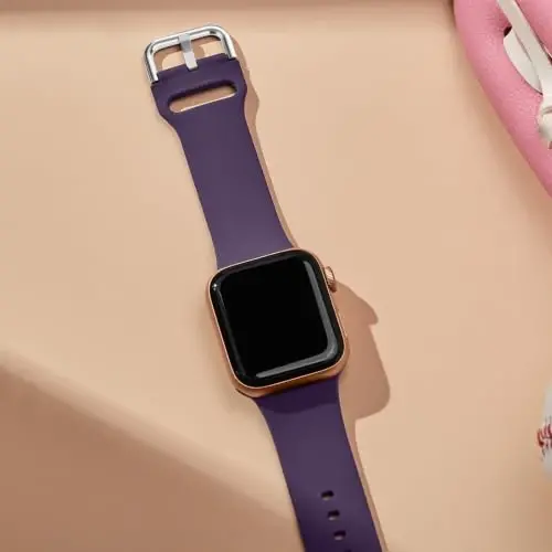 Sport Band Compatible with Apple Watch Bands 49mm 46mm 45mm 44mm 42mm 41mm 40mm 38mm, Soft Silicone Replacement Strap with Classic Clasp for iWatch Series 11 10 9 8 7 6 5 4 3 2 1 SE Ultra Women Men - 2