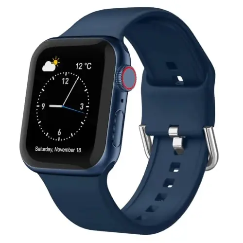 Sport Band Compatible with Apple Watch Bands 49mm 46mm 45mm 44mm 42mm 41mm 40mm 38mm, Soft Silicone Replacement Strap with Classic Clasp for iWatch Series 11 10 9 8 7 6 5 4 3 2 1 SE Ultra Women Men - 1