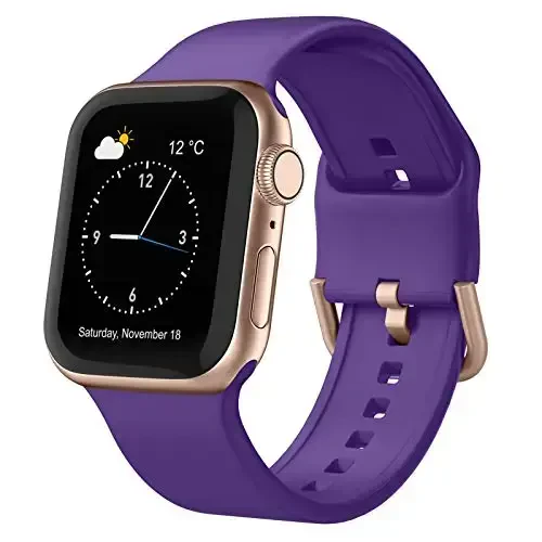Sport Band Compatible with Apple Watch Bands 49mm 46mm 45mm 44mm 42mm 41mm 40mm 38mm, Soft Silicone Replacement Strap with Classic Clasp for iWatch Series 11 10 9 8 7 6 5 4 3 2 1 SE Ultra Women Men - 1