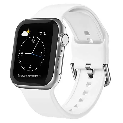 Sport Band Compatible with Apple Watch Bands 49mm 46mm 45mm 44mm 42mm 41mm 40mm 38mm, Soft Silicone Replacement Strap with Classic Clasp for iWatch Series 11 10 9 8 7 6 5 4 3 2 1 SE Ultra Women Men - 1