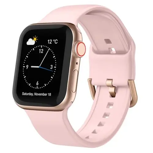 Sport Band Compatible with Apple Watch Bands 49mm 46mm 45mm 44mm 42mm 41mm 40mm 38mm, Soft Silicone Replacement Strap with Classic Clasp for iWatch Series 11 10 9 8 7 6 5 4 3 2 1 SE Ultra Women Men - 1