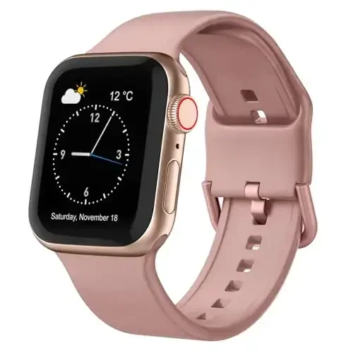Sport Band Compatible with Apple Watch Bands 49mm 46mm 45mm 44mm 42mm 41mm 40mm 38mm, Soft Silicone Replacement Strap with Classic Clasp for iWatch Series 11 10 9 8 7 6 5 4 3 2 1 SE Ultra Women Men - RECOPPA