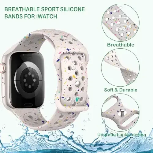 Sport Bands Apple Watch Band 38mm 40mm 41mm 42mm 44mm 45mm 49mm ayollar va erkaklar uchun mos keladi, qayta ishlangan plastik nafas oladigan yumshoq iWatch tasmalari iWatch Series 9 8 7 6 5 4 3 2 1 Ultra SE Ultra 2 uchun - 3