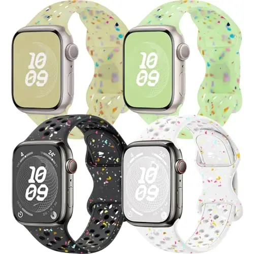 Sport Bands Apple Watch Band 38mm 40mm 41mm 42mm 44mm 45mm 49mm ayollar va erkaklar uchun mos keladi, qayta ishlangan plastik nafas oladigan yumshoq iWatch tasmalari iWatch Series 9 8 7 6 5 4 3 2 1 Ultra SE Ultra 2 uchun - 1