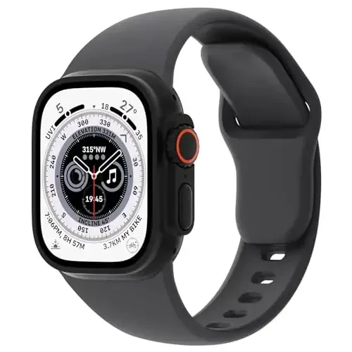 Sport Bands Compatible with Apple Watch 38mm 40mm 41mm 42mm 44mm 45mm 49mm, Soft Silicone Replacement Waterproof Strap Wristband for iWatch Series Ultra 10/9/8/7/6/5/4/3/2/1 SE Women Men, Anthracite - MODAZONE