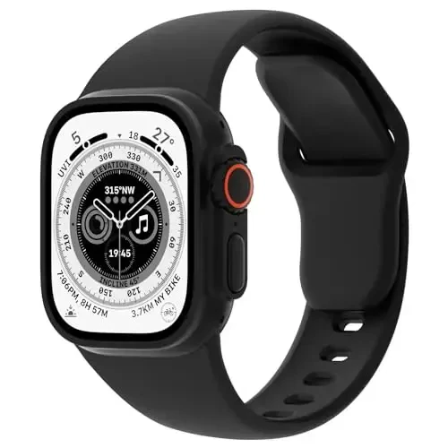 Sport Bands Compatible with Apple Watch 38mm 40mm 41mm 42mm 44mm 45mm 49mm, Soft Silicone Replacement Waterproof Strap Wristband for iWatch Series Ultra 10/9/8/7/6/5/4/3/2/1 SE Women Men, Black 
