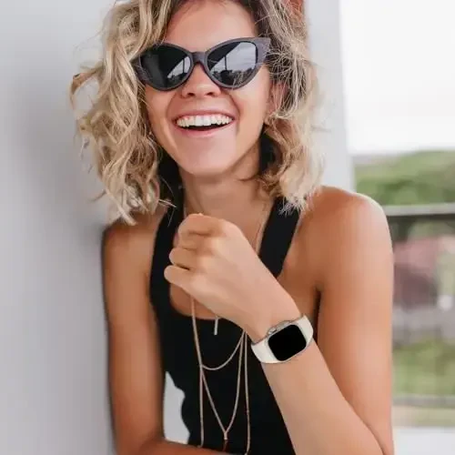 Sport Bands Compatible with Apple Watch 38mm 40mm 41mm 42mm 44mm 45mm 49mm, Soft Silicone Replacement Waterproof Strap Wristband for iWatch Series Ultra 10/9/8/7/6/5/4/3/2/1 SE Women Men, Starlight - 7