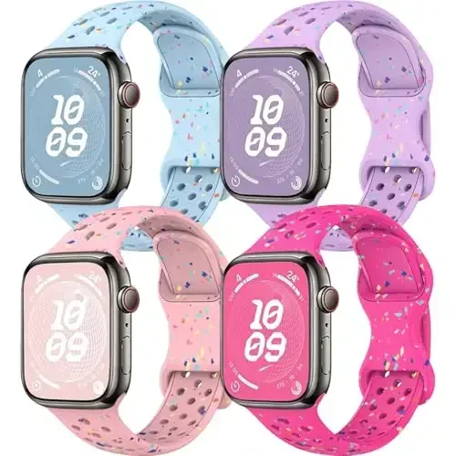 Sport Bands Compatible with Apple Watch Band 38mm 40mm 41mm 42mm 44mm 45mm 49mm for Women Men, Recycled Plastic Breathable Soft iWatch bands for iWatch Series 9 8 7 6 5 4 3 2 1 Ultra SE Ultra 2 - 1