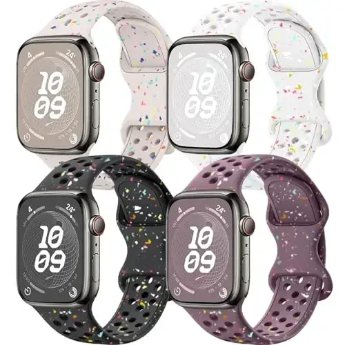 Sport Bands Compatible with Apple Watch Band 38mm 40mm 41mm 42mm 44mm 45mm 49mm for Women Men, Recycled Plastic Breathable Soft iWatch bands for iWatch Series 9 8 7 6 5 4 3 2 1 Ultra SE Ultra 2 - 1