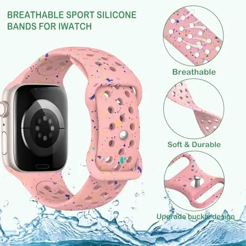 Спортивные ремешки, совместимые с ремешком Apple Watch 38 мм 40 мм 41 мм 42 мм 44 мм 45 мм 49 мм для женщин и мужчин, дышащие мягкие ремешки iWatch из переработанного пластика для iWatch Series 9 8 7 6 5 4 3 2 1 Ultra SE Ultra 2 - 3