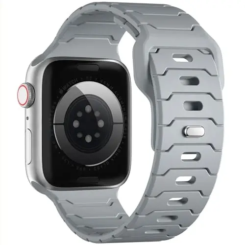 Sport Bands for Apple Watch Bands 44mm 49mm 46mm 45mm 42mm for iWatch Men | Grooved Silicone Band,for Apple Watch Ultra SE Series 12 11 10 9 8 7 6 5 4 3 2 1,Waterproof Sweatproof,Gym Workout to Office - 1