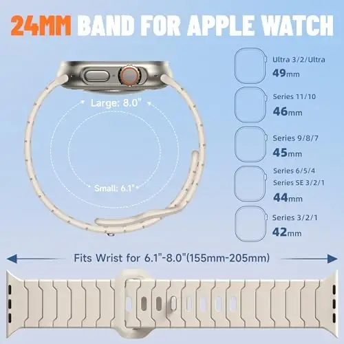 Sport Bands for Apple Watch Bands 44mm 49mm 46mm 45mm 42mm for iWatch Men | Grooved Silicone Band,for Apple Watch Ultra SE Series 12 11 10 9 8 7 6 5 4 3 2 1,Waterproof Sweatproof,Gym Workout to Office - 4