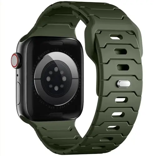 Sport Bands for Apple Watch Bands 44mm 49mm 46mm 45mm 42mm for iWatch Men | Grooved Silicone Band,for Apple Watch Ultra SE Series 12 11 10 9 8 7 6 5 4 3 2 1,Waterproof Sweatproof,Gym Workout to Office - 1
