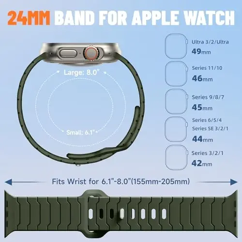 Sport Bands for Apple Watch Bands 44mm 49mm 46mm 45mm 42mm for iWatch Men | Grooved Silicone Band,for Apple Watch Ultra SE Series 12 11 10 9 8 7 6 5 4 3 2 1,Waterproof Sweatproof,Gym Workout to Office - 4