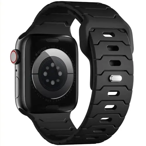 Sport Bands for Apple Watch Bands 44mm 49mm 46mm 45mm 42mm for iWatch Men | Grooved Silicone Band,for Apple Watch Ultra SE Series 12 11 10 9 8 7 6 5 4 3 2 1,Waterproof Sweatproof,Gym Workout to Office - 1