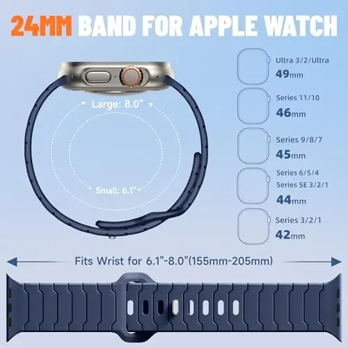 Sport Bands for Apple Watch Bands 44mm 49mm 46mm 45mm 42mm for iWatch Men | Grooved Silicone Band,for Apple Watch Ultra SE Series 12 11 10 9 8 7 6 5 4 3 2 1,Waterproof Sweatproof,Gym Workout to Office - 4