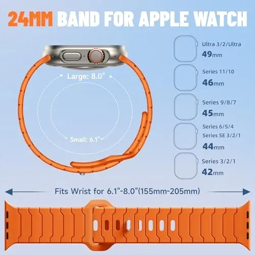 Sport Bands for Apple Watch Bands 44mm 49mm 46mm 45mm 42mm for iWatch Men | Grooved Silicone Band,for Apple Watch Ultra SE Series 12 11 10 9 8 7 6 5 4 3 2 1,Waterproof Sweatproof,Gym Workout to Office - 4