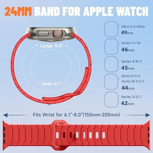 Sport Bands for Apple Watch Bands 44mm 49mm 46mm 45mm 42mm for iWatch Men | Grooved Silicone Band,for Apple Watch Ultra SE Series 12 11 10 9 8 7 6 5 4 3 2 1,Waterproof Sweatproof,Gym Workout to Office - 4