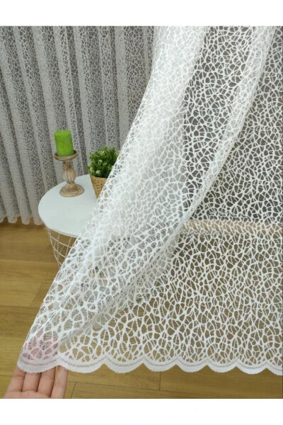 Sport Naqshli Frantsuz Dantel Tul Parda, 400x260, Qalin Burmalar, 1/3 - ESSE HOME