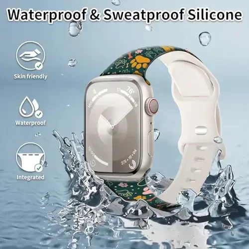 Sport soati tasmasi iWatch Band 38mm 40mm 41mm ayollar bilan mos keladi, yumshoq silikon gulli nashr sport tasmali iWatch Series Ultra 9 8 7 6 5 4 3 2 1 SE uchun almashtirish bilakuzuklari - MODAZONE (1)